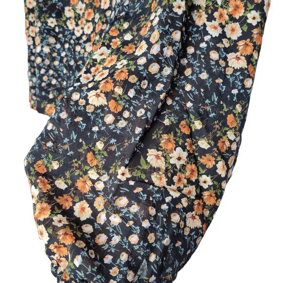 Hayden Luca Dolman V-Neck  Floral Print Sheer Long Sleeve Top Blouse Women Sz S - Picture 7 of 9